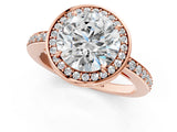 Rose gold Round Halo Pave Band Solitaire Ring with Prong Setting_70
