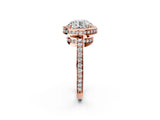 Rose gold Round Halo Pave Band Solitaire Ring with Prong Setting_71