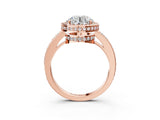 Rose gold Round Halo Pave Band Solitaire Ring with Prong Setting_72