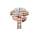 Rose gold Round Halo Pave Band Solitaire Ring with Prong Setting_74
