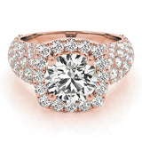 Rose gold Round Halo Pave Diamond Engagement Ring with Four-Prong Setting 1