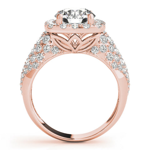Rose gold Round Halo Pave Diamond Engagement Ring with Four-Prong Setting 2