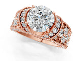 Rose gold Round Halo Pave Diamond Engagement Ring with Milgrain Detailing_51