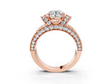 Rose gold Round Halo Pave Diamond Engagement Ring with Milgrain Detailing_53