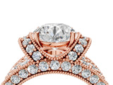 Rose gold Round Halo Pave Diamond Engagement Ring with Milgrain Detailing_54