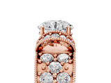 Rose gold Round Halo Pave Diamond Engagement Ring with Milgrain Detailing_55