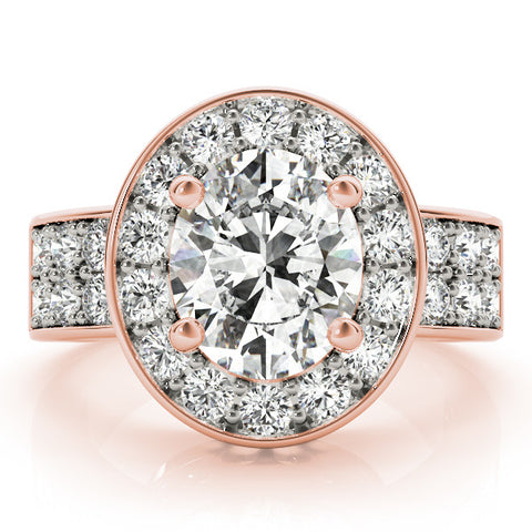 Rose gold Round Halo Pave Diamond Ring with Four-Prong Setting 1