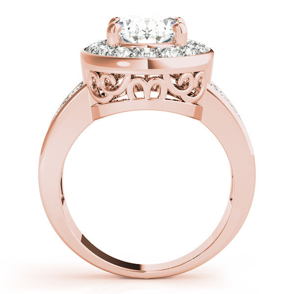 Rose gold Round Halo Pave Diamond Ring with Four-Prong Setting 2