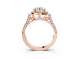 Rose gold Round Halo Pave Split Shank Prong Setting Ring_37