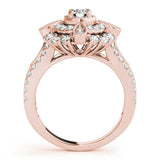 Rose gold Round Halo Pear Cluster Split Shank Prong Setting Ring 2