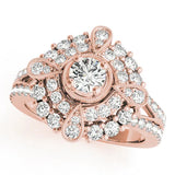 Rose gold Round Halo Pear Cluster Split Shank Prong Setting Ring