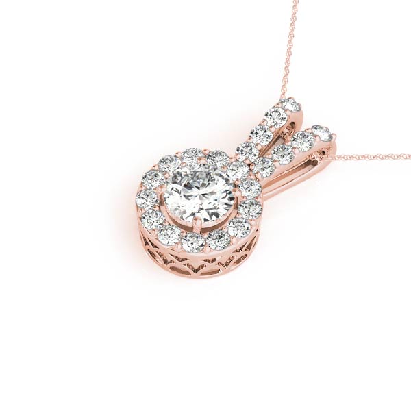 Rose gold Round Halo Pendant with Prong Setting 1