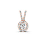 Rose gold Round Halo Pendant with Prong Setting_4