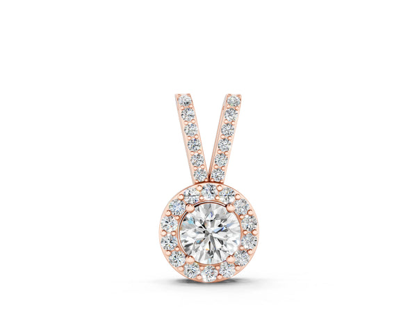 Rose gold Round Halo Pendant with Prong Setting