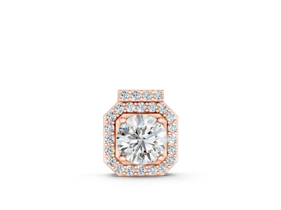 Rose gold Round Halo Prong-Set Diamond Pendant_4