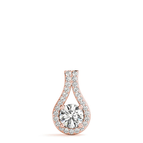 Rose gold Round Halo Prong Set Pendant 1