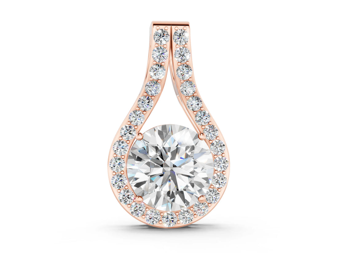 Rose gold Round Halo Prong Set Pendant_26