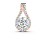Rose gold Round Halo Prong Set Pendant_26