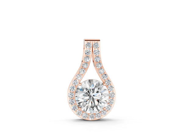 Rose gold Round Halo Prong-Set Pendant