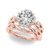 Rose gold Round Halo Solitaire Diamond Ring with Twisted Band and Four-Prong Setting 1