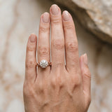Rose gold Round Halo Solitaire with Scrollwork Band and Four-Prong Setting_6