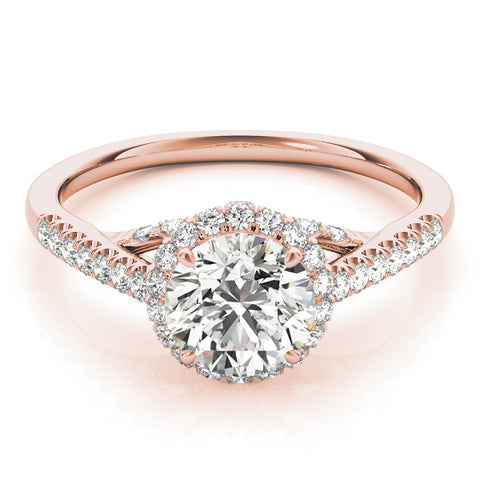 Rose gold Round Halo Split Shank Diamond Engagement Ring 1