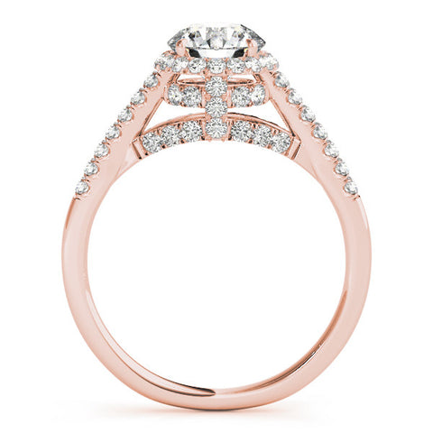 Rose gold Round Halo Split Shank Diamond Engagement Ring 2