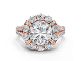Rose gold Round Halo Split Shank Diamond Engagement Ring with Pave Band and Four-Prong Setting_57