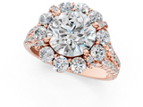 Rose gold Round Halo Split Shank Diamond Engagement Ring with Pave Band and Four-Prong Setting_58