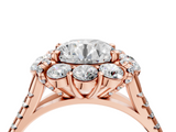 Rose gold Round Halo Split Shank Diamond Engagement Ring with Pave Band and Four-Prong Setting_61