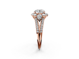 Rose gold Round Halo Split Shank Diamond Engagement Ring with Prong Setting_25