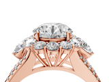 Rose gold Round Halo Split Shank Diamond Engagement Ring with Prong Setting_27