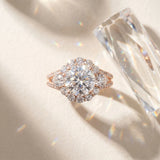 Rose gold Round Halo Split Shank Diamond Engagement Ring with Prong Setting_43