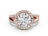 Rose gold Round Halo Split Shank Diamond Ring with Four-Prong Setting_36