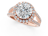 Rose gold Round Halo Split Shank Diamond Ring with Four-Prong Setting_37