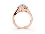 Rose gold Round Halo Split Shank Diamond Ring with Four-Prong Setting_39