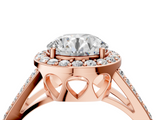 Rose gold Round Halo Split Shank Diamond Ring with Four-Prong Setting_40