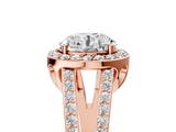 Rose gold Round Halo Split Shank Diamond Ring with Four-Prong Setting_41