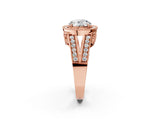 Rose gold Round Halo Split Shank Diamond Ring with Milgrain Prong Setting_16