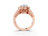 Rose gold Round Halo Split Shank Diamond Ring with Milgrain Prong Setting_17