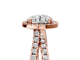 Rose gold Round Halo Split Shank Diamond Ring with Pavé Setting_34
