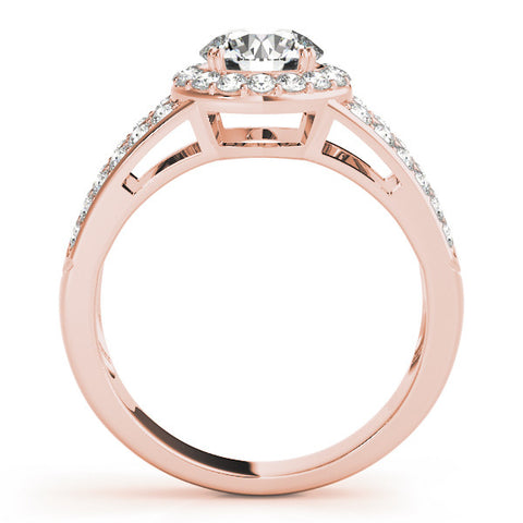 Rose gold Round Halo Split Shank Diamond Ring with Pave Setting 1