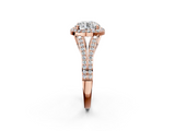 Rose gold Round Halo Split Shank Diamond Ring with Prong Setting_19