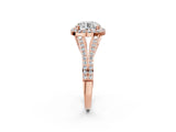 Rose gold Round Halo Split Shank Pave Diamond Ring with Four-Prong Setting_51