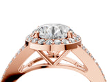 Rose gold Round Halo Split Shank Pave Diamond Ring with Four-Prong Setting_53