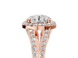 Rose gold Round Halo Split Shank Pave Diamond Ring with Four-Prong Setting_54