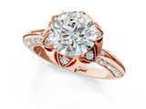 Rose gold Round Halo Split Shank Pave Diamond Ring with Petal Prong Setting_23