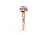 Rose gold Round Halo Split Shank Pave Diamond Ring with Petal Prong Setting_24