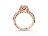 Rose gold Round Halo Split Shank Pave Diamond Ring with Petal Prong Setting_25