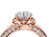 Rose gold Round Halo Split Shank Pave Diamond Ring with Petal Prong Setting_26
